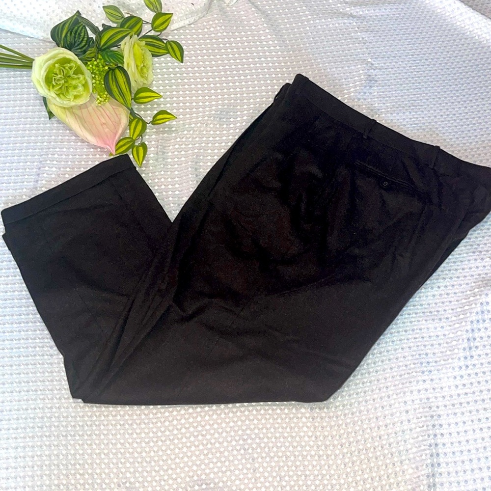 Vintage Polo Ralph Lauren Virgin Wool Cashmere Black Pleated Pants Mens 42x30